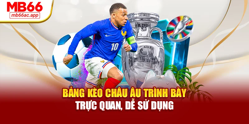 Bảng kèo châu Âu trình bày trực quan, dễ sử dụng