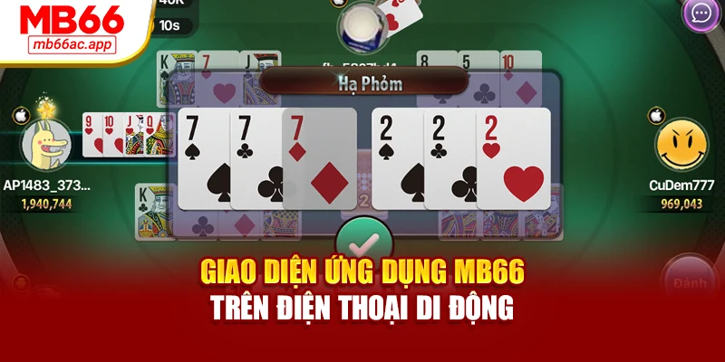 Giao diện ứng dụng MB66 trên điện thoại di động
