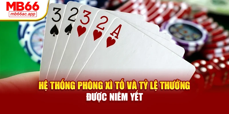 Hệ thống phòng xì tố và tỷ lệ thưởng được niêm yết