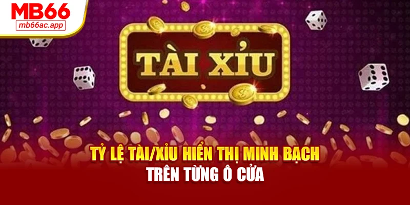 Tỷ lệ Tài/Xỉu hiển thị minh bạch trên từng ô cửa